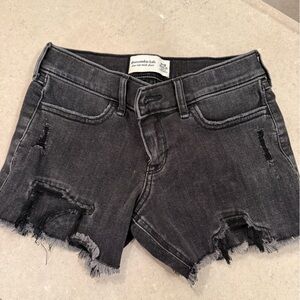 Abercrombie Kids Black Distressed Denim Shorts